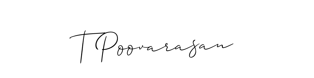 You can use this online signature creator to create a handwritten signature for the name T Poovarasan. This is the best online autograph maker. T Poovarasan signature style 2 images and pictures png