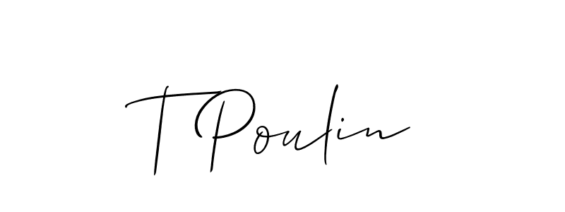 Allison_Script is a professional signature style that is perfect for those who want to add a touch of class to their signature. It is also a great choice for those who want to make their signature more unique. Get T Poulin name to fancy signature for free. T Poulin signature style 2 images and pictures png