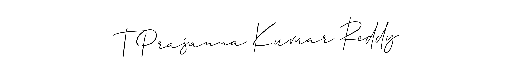How to make T Prasanna Kumar Reddy name signature. Use Allison_Script style for creating short signs online. This is the latest handwritten sign. T Prasanna Kumar Reddy signature style 2 images and pictures png