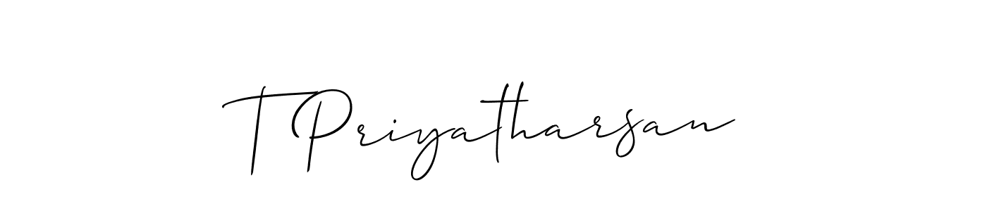 Also You can easily find your signature by using the search form. We will create T Priyatharsan name handwritten signature images for you free of cost using Allison_Script sign style. T Priyatharsan signature style 2 images and pictures png