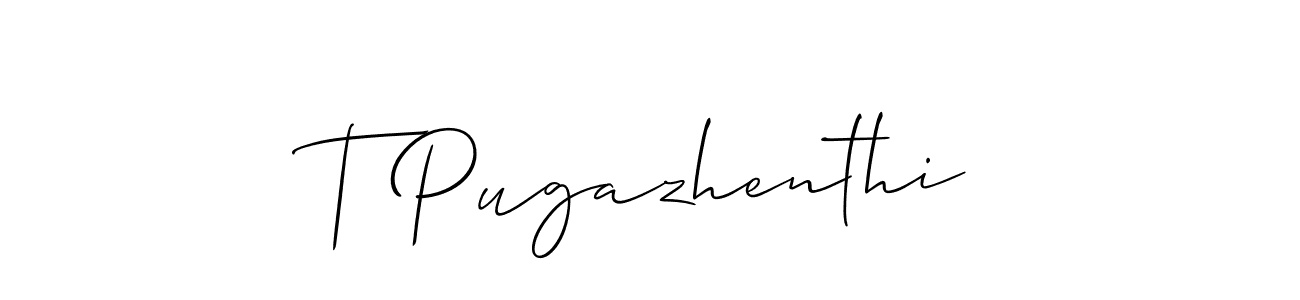 Make a beautiful signature design for name T Pugazhenthi. With this signature (Allison_Script) style, you can create a handwritten signature for free. T Pugazhenthi signature style 2 images and pictures png