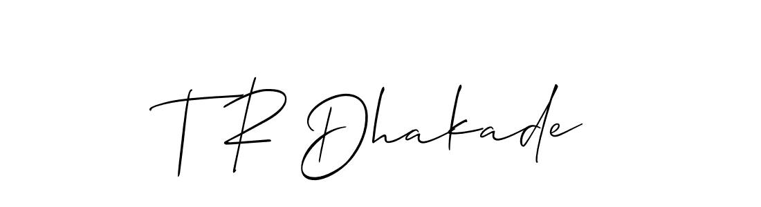 Allison_Script is a professional signature style that is perfect for those who want to add a touch of class to their signature. It is also a great choice for those who want to make their signature more unique. Get T R Dhakade name to fancy signature for free. T R Dhakade signature style 2 images and pictures png