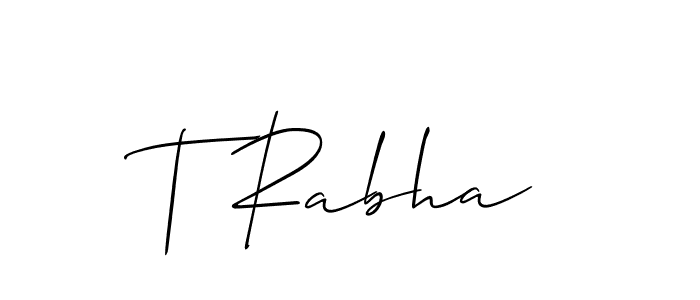 Design your own signature with our free online signature maker. With this signature software, you can create a handwritten (Allison_Script) signature for name T Rabha. T Rabha signature style 2 images and pictures png