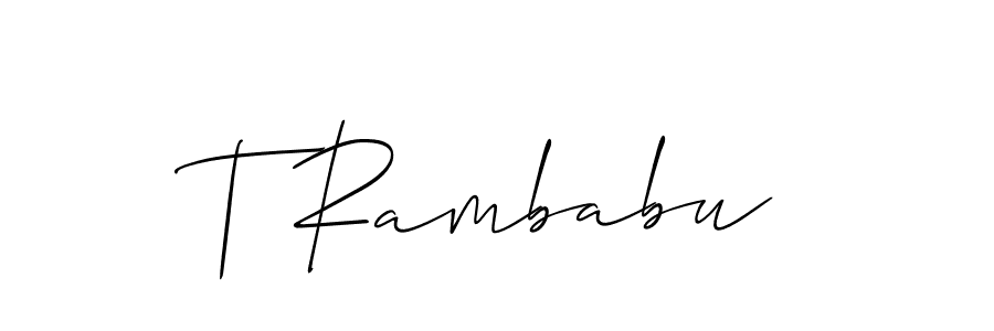 if you are searching for the best signature style for your name T Rambabu. so please give up your signature search. here we have designed multiple signature styles  using Allison_Script. T Rambabu signature style 2 images and pictures png