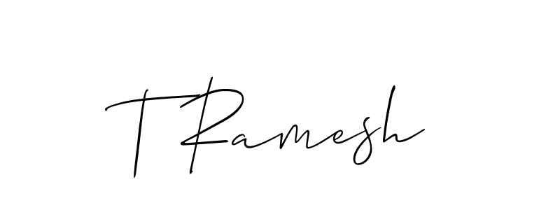 Create a beautiful signature design for name T Ramesh. With this signature (Allison_Script) fonts, you can make a handwritten signature for free. T Ramesh signature style 2 images and pictures png