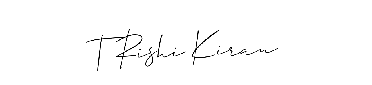 Allison_Script is a professional signature style that is perfect for those who want to add a touch of class to their signature. It is also a great choice for those who want to make their signature more unique. Get T Rishi Kiran name to fancy signature for free. T Rishi Kiran signature style 2 images and pictures png