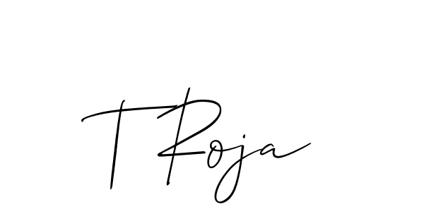 Use a signature maker to create a handwritten signature online. With this signature software, you can design (Allison_Script) your own signature for name T Roja. T Roja signature style 2 images and pictures png