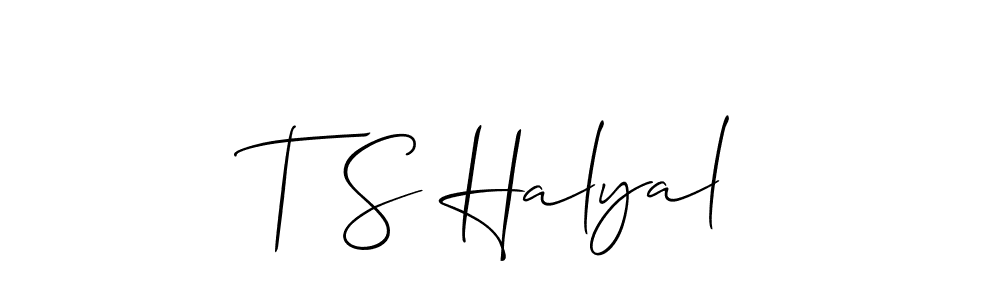 Allison_Script is a professional signature style that is perfect for those who want to add a touch of class to their signature. It is also a great choice for those who want to make their signature more unique. Get T S Halyal name to fancy signature for free. T S Halyal signature style 2 images and pictures png
