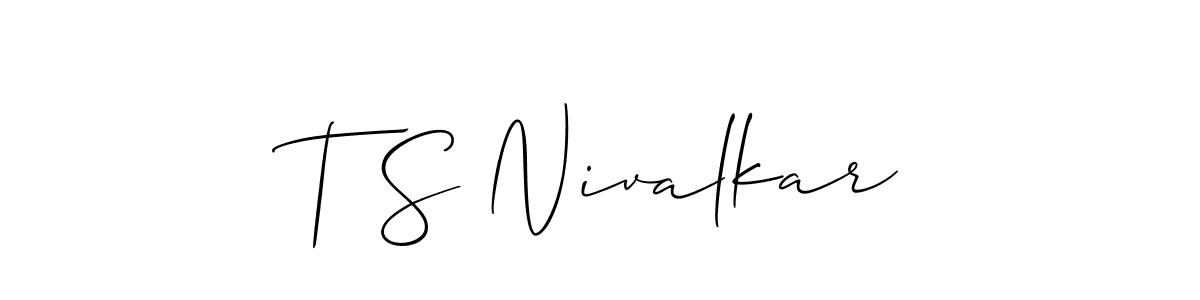 Make a short T S Nivalkar signature style. Manage your documents anywhere anytime using Allison_Script. Create and add eSignatures, submit forms, share and send files easily. T S Nivalkar signature style 2 images and pictures png