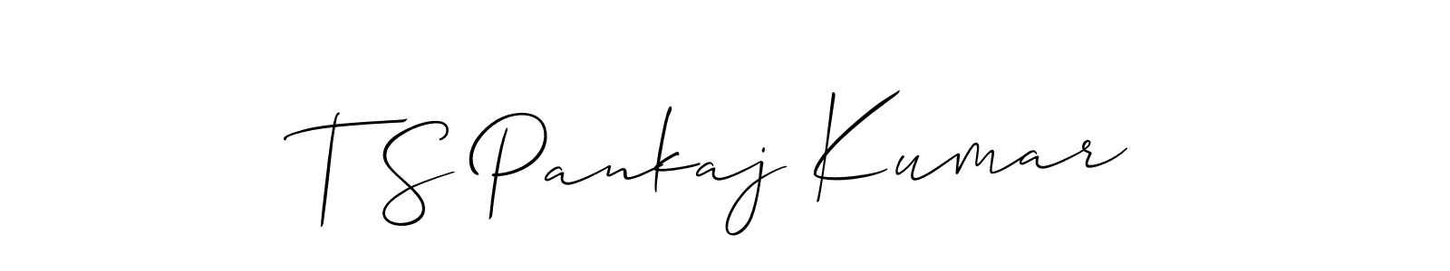 This is the best signature style for the T S Pankaj Kumar name. Also you like these signature font (Allison_Script). Mix name signature. T S Pankaj Kumar signature style 2 images and pictures png