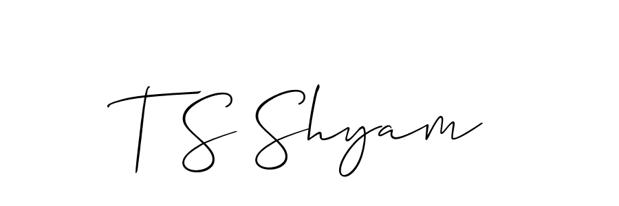 You should practise on your own different ways (Allison_Script) to write your name (T S Shyam) in signature. don't let someone else do it for you. T S Shyam signature style 2 images and pictures png