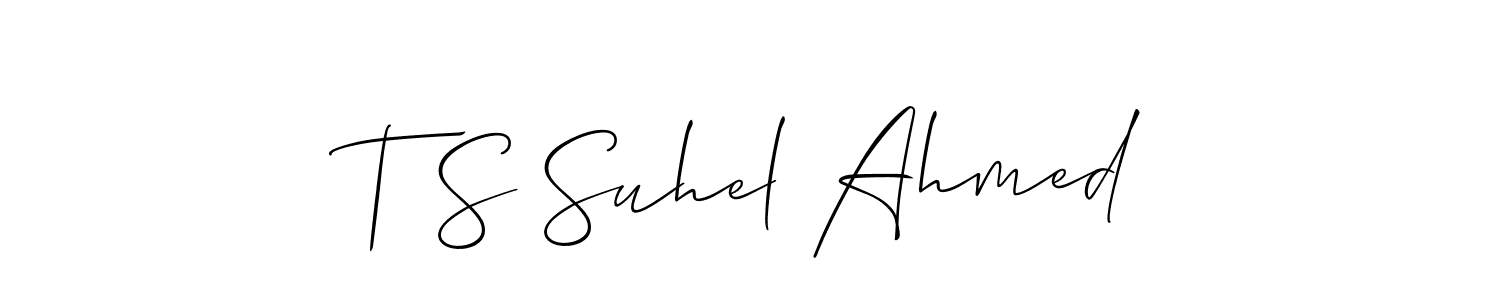 Use a signature maker to create a handwritten signature online. With this signature software, you can design (Allison_Script) your own signature for name T S Suhel Ahmed. T S Suhel Ahmed signature style 2 images and pictures png