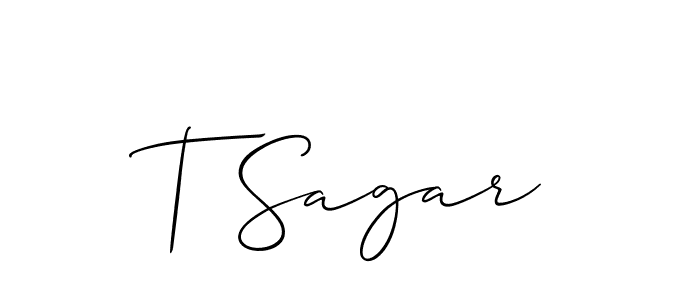 Also we have T Sagar name is the best signature style. Create professional handwritten signature collection using Allison_Script autograph style. T Sagar signature style 2 images and pictures png