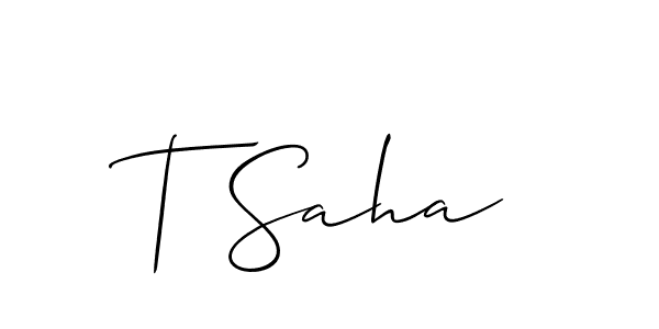 Make a beautiful signature design for name T Saha. With this signature (Allison_Script) style, you can create a handwritten signature for free. T Saha signature style 2 images and pictures png