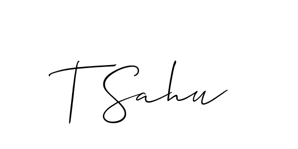 How to make T Sahu name signature. Use Allison_Script style for creating short signs online. This is the latest handwritten sign. T Sahu signature style 2 images and pictures png