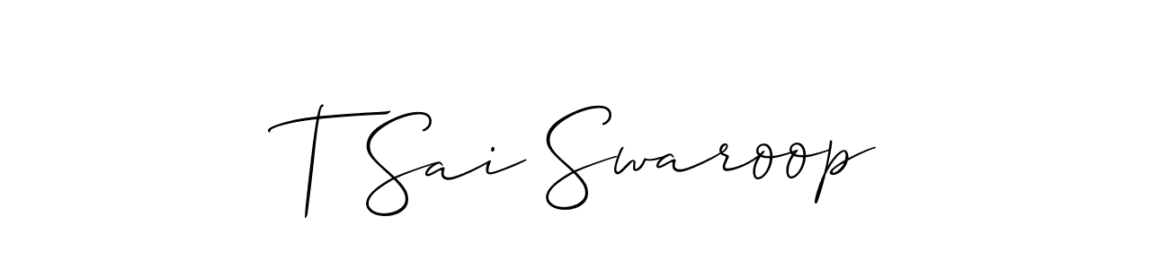 You can use this online signature creator to create a handwritten signature for the name T Sai Swaroop. This is the best online autograph maker. T Sai Swaroop signature style 2 images and pictures png