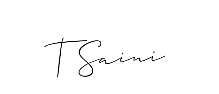 How to make T Saini name signature. Use Allison_Script style for creating short signs online. This is the latest handwritten sign. T Saini signature style 2 images and pictures png