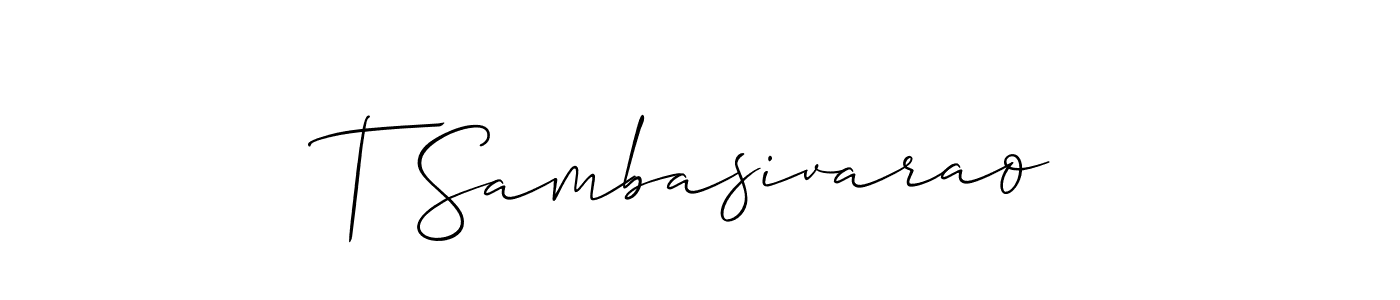 Create a beautiful signature design for name T Sambasivarao. With this signature (Allison_Script) fonts, you can make a handwritten signature for free. T Sambasivarao signature style 2 images and pictures png