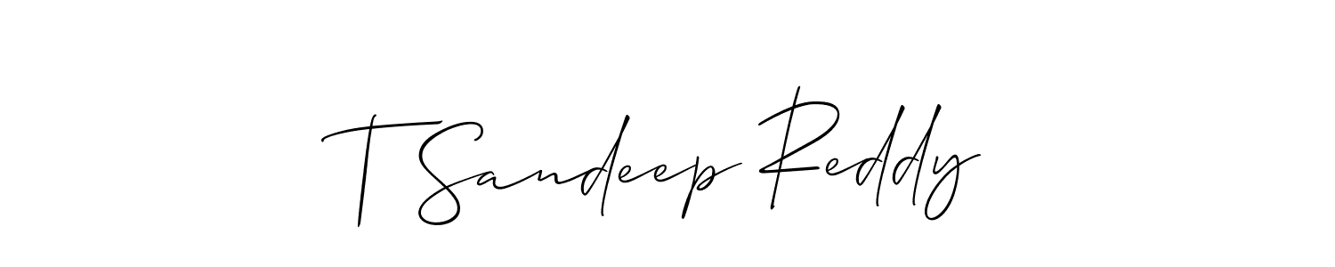 It looks lik you need a new signature style for name T Sandeep Reddy. Design unique handwritten (Allison_Script) signature with our free signature maker in just a few clicks. T Sandeep Reddy signature style 2 images and pictures png