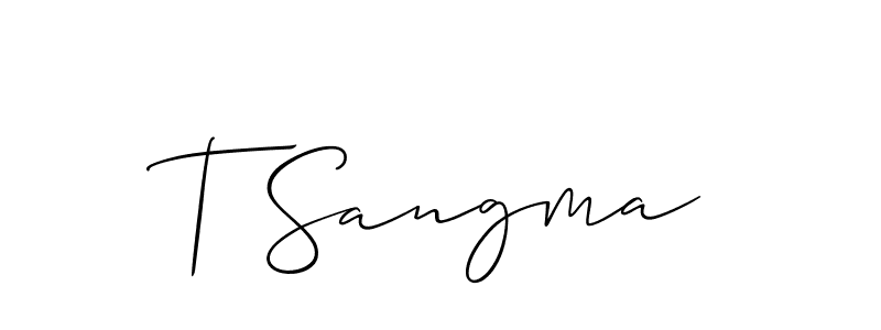 It looks lik you need a new signature style for name T Sangma. Design unique handwritten (Allison_Script) signature with our free signature maker in just a few clicks. T Sangma signature style 2 images and pictures png