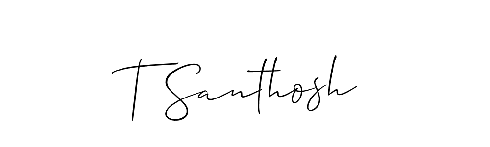 if you are searching for the best signature style for your name T Santhosh. so please give up your signature search. here we have designed multiple signature styles  using Allison_Script. T Santhosh signature style 2 images and pictures png