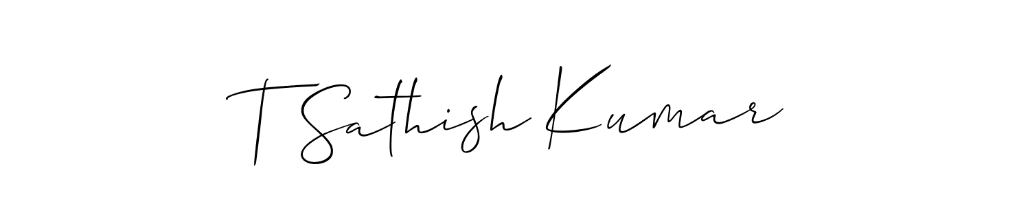 Also You can easily find your signature by using the search form. We will create T Sathish Kumar name handwritten signature images for you free of cost using Allison_Script sign style. T Sathish Kumar signature style 2 images and pictures png