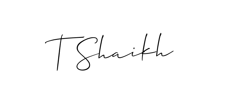 Also we have T Shaikh name is the best signature style. Create professional handwritten signature collection using Allison_Script autograph style. T Shaikh signature style 2 images and pictures png