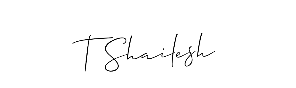 You should practise on your own different ways (Allison_Script) to write your name (T Shailesh) in signature. don't let someone else do it for you. T Shailesh signature style 2 images and pictures png