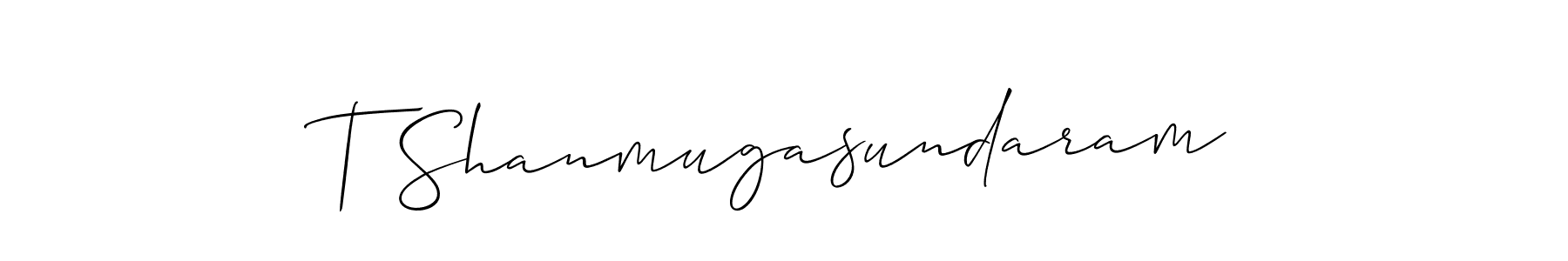 How to make T Shanmugasundaram signature? Allison_Script is a professional autograph style. Create handwritten signature for T Shanmugasundaram name. T Shanmugasundaram signature style 2 images and pictures png