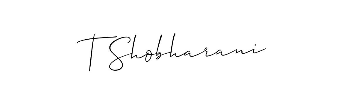 Make a beautiful signature design for name T Shobharani. With this signature (Allison_Script) style, you can create a handwritten signature for free. T Shobharani signature style 2 images and pictures png