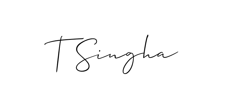 You should practise on your own different ways (Allison_Script) to write your name (T Singha) in signature. don't let someone else do it for you. T Singha signature style 2 images and pictures png