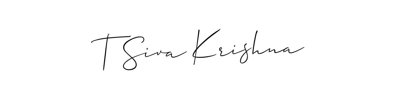 How to Draw T Siva Krishna signature style? Allison_Script is a latest design signature styles for name T Siva Krishna. T Siva Krishna signature style 2 images and pictures png