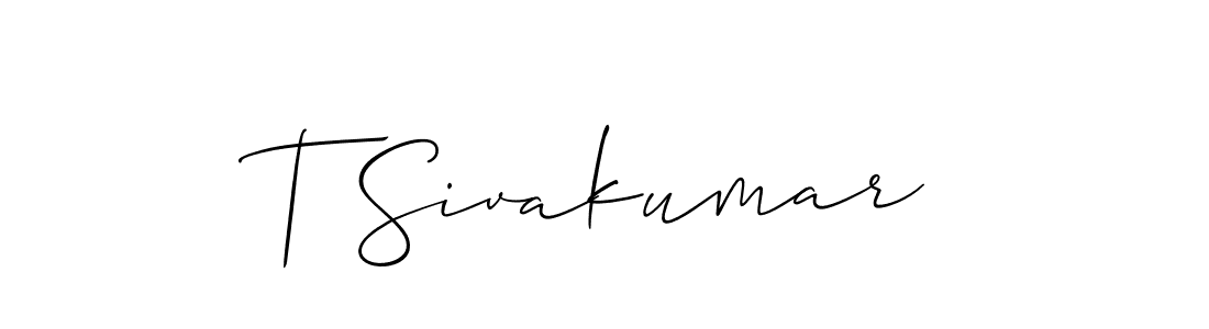 Design your own signature with our free online signature maker. With this signature software, you can create a handwritten (Allison_Script) signature for name T Sivakumar. T Sivakumar signature style 2 images and pictures png