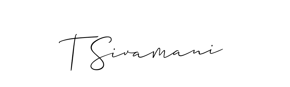 Also we have T Sivamani name is the best signature style. Create professional handwritten signature collection using Allison_Script autograph style. T Sivamani signature style 2 images and pictures png