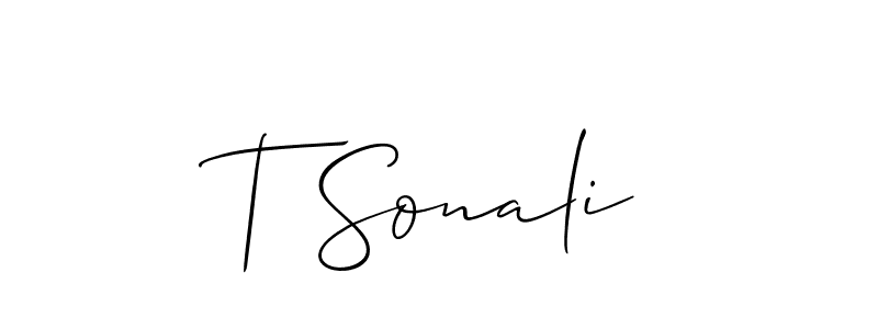 How to make T Sonali signature? Allison_Script is a professional autograph style. Create handwritten signature for T Sonali name. T Sonali signature style 2 images and pictures png