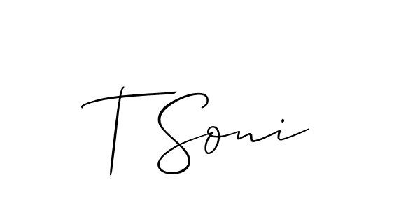 Similarly Allison_Script is the best handwritten signature design. Signature creator online .You can use it as an online autograph creator for name T Soni. T Soni signature style 2 images and pictures png