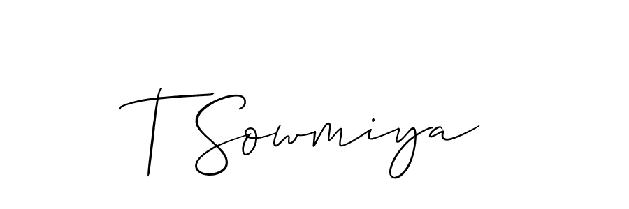 Once you've used our free online signature maker to create your best signature Allison_Script style, it's time to enjoy all of the benefits that T Sowmiya name signing documents. T Sowmiya signature style 2 images and pictures png