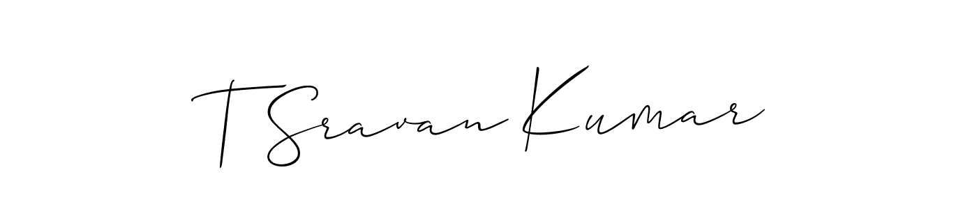 Allison_Script is a professional signature style that is perfect for those who want to add a touch of class to their signature. It is also a great choice for those who want to make their signature more unique. Get T Sravan Kumar name to fancy signature for free. T Sravan Kumar signature style 2 images and pictures png