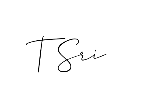 Also You can easily find your signature by using the search form. We will create T Sri name handwritten signature images for you free of cost using Allison_Script sign style. T Sri signature style 2 images and pictures png