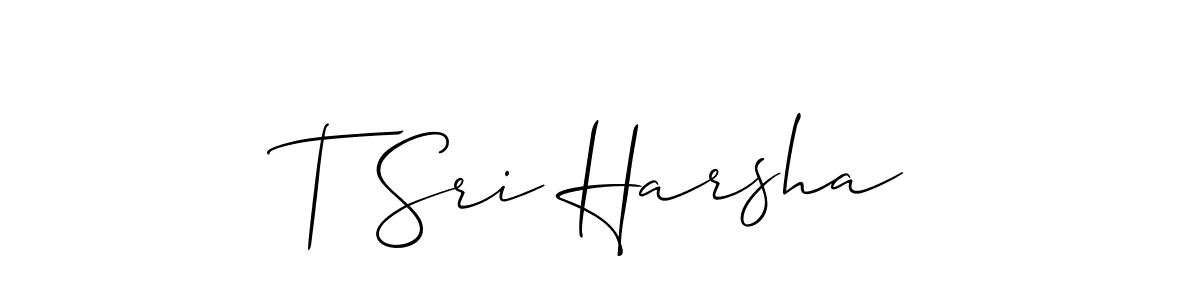 Design your own signature with our free online signature maker. With this signature software, you can create a handwritten (Allison_Script) signature for name T Sri Harsha. T Sri Harsha signature style 2 images and pictures png