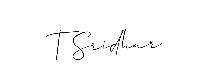 Also You can easily find your signature by using the search form. We will create T Sridhar name handwritten signature images for you free of cost using Allison_Script sign style. T Sridhar signature style 2 images and pictures png