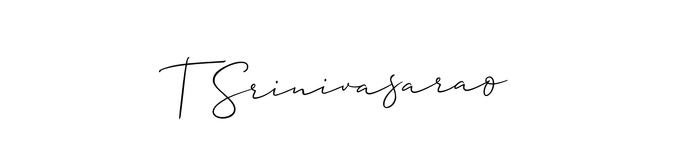Make a beautiful signature design for name T Srinivasarao. With this signature (Allison_Script) style, you can create a handwritten signature for free. T Srinivasarao signature style 2 images and pictures png