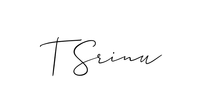 Make a beautiful signature design for name T Srinu. With this signature (Allison_Script) style, you can create a handwritten signature for free. T Srinu signature style 2 images and pictures png