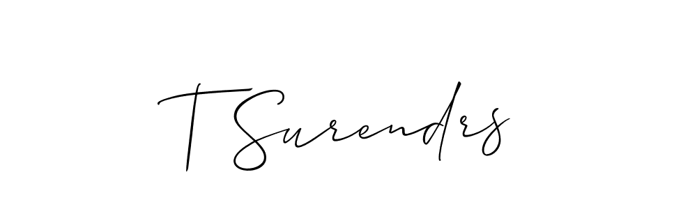 How to Draw T Surendrs signature style? Allison_Script is a latest design signature styles for name T Surendrs. T Surendrs signature style 2 images and pictures png