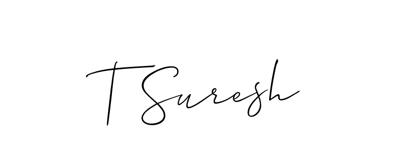 Also You can easily find your signature by using the search form. We will create T Suresh name handwritten signature images for you free of cost using Allison_Script sign style. T Suresh signature style 2 images and pictures png