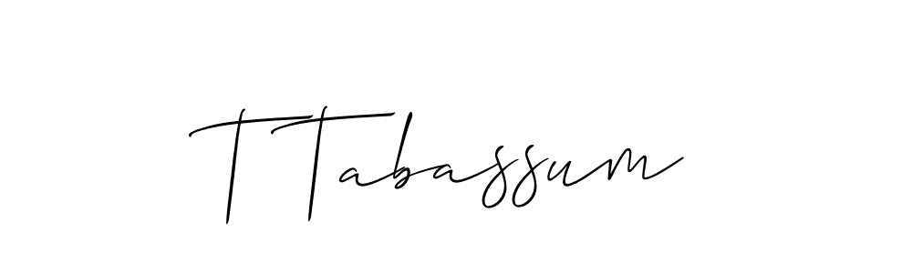 T Tabassum stylish signature style. Best Handwritten Sign (Allison_Script) for my name. Handwritten Signature Collection Ideas for my name T Tabassum. T Tabassum signature style 2 images and pictures png