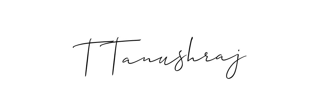 Allison_Script is a professional signature style that is perfect for those who want to add a touch of class to their signature. It is also a great choice for those who want to make their signature more unique. Get T Tanushraj name to fancy signature for free. T Tanushraj signature style 2 images and pictures png