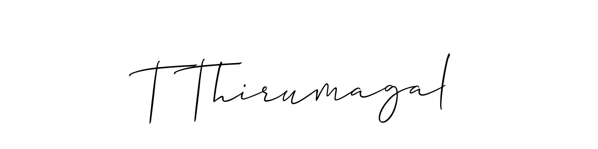 It looks lik you need a new signature style for name T Thirumagal. Design unique handwritten (Allison_Script) signature with our free signature maker in just a few clicks. T Thirumagal signature style 2 images and pictures png