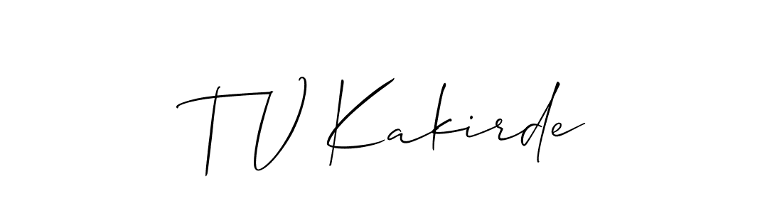 Also You can easily find your signature by using the search form. We will create T V Kakirde name handwritten signature images for you free of cost using Allison_Script sign style. T V Kakirde signature style 2 images and pictures png