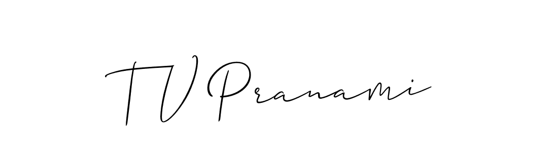 How to Draw T V Pranami signature style? Allison_Script is a latest design signature styles for name T V Pranami. T V Pranami signature style 2 images and pictures png
